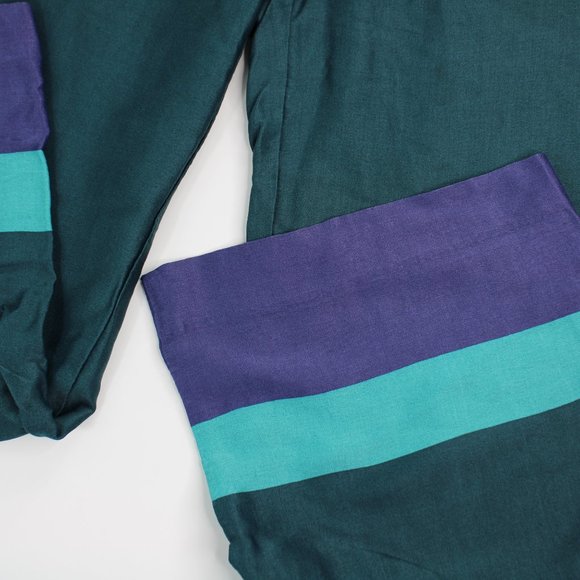 Ann Taylor Loft Women's Size 32 Waist Wide Leg Cropped Pants Teal Colorblock EUC - Picture 2 of 6